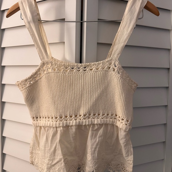 Zara Ivory Knit Lace Camisole - Picture 2 of 4